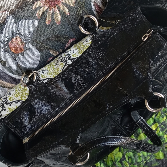 COACH BLACK LEATHER BAG/TOTE WITH WRISTLET - Picture 13 of 16